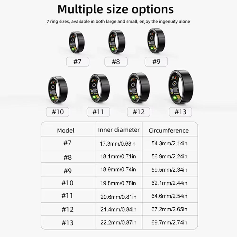 R11M Smart Fitness Ring - IP68 Waterproof, Bluetooth 5.0, Multi-Sport Modes, Heart Rate & Sleep Monitoring